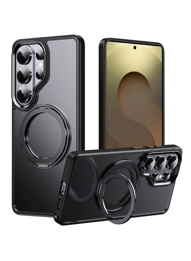 فَرَحُوم غطاء هاتف مغناطيسي لسامسونج جالاكسي S26 ألترا مع حامل دوّار 360°، متوافق مع MagSafe، نحيف شفاف بلمسة مطفية، مقاوم للصدمات ومضاد لبصمات الأصابع – أسود - Image 1